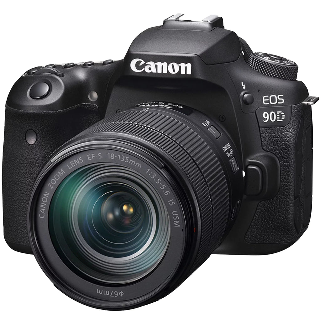 Canon  90D  Camera with 18-135mm   Lens + 2 Pieces SanDisk 64GB Card + Case + Telephoto + Tripod + ZeeTech Accessory Bundle