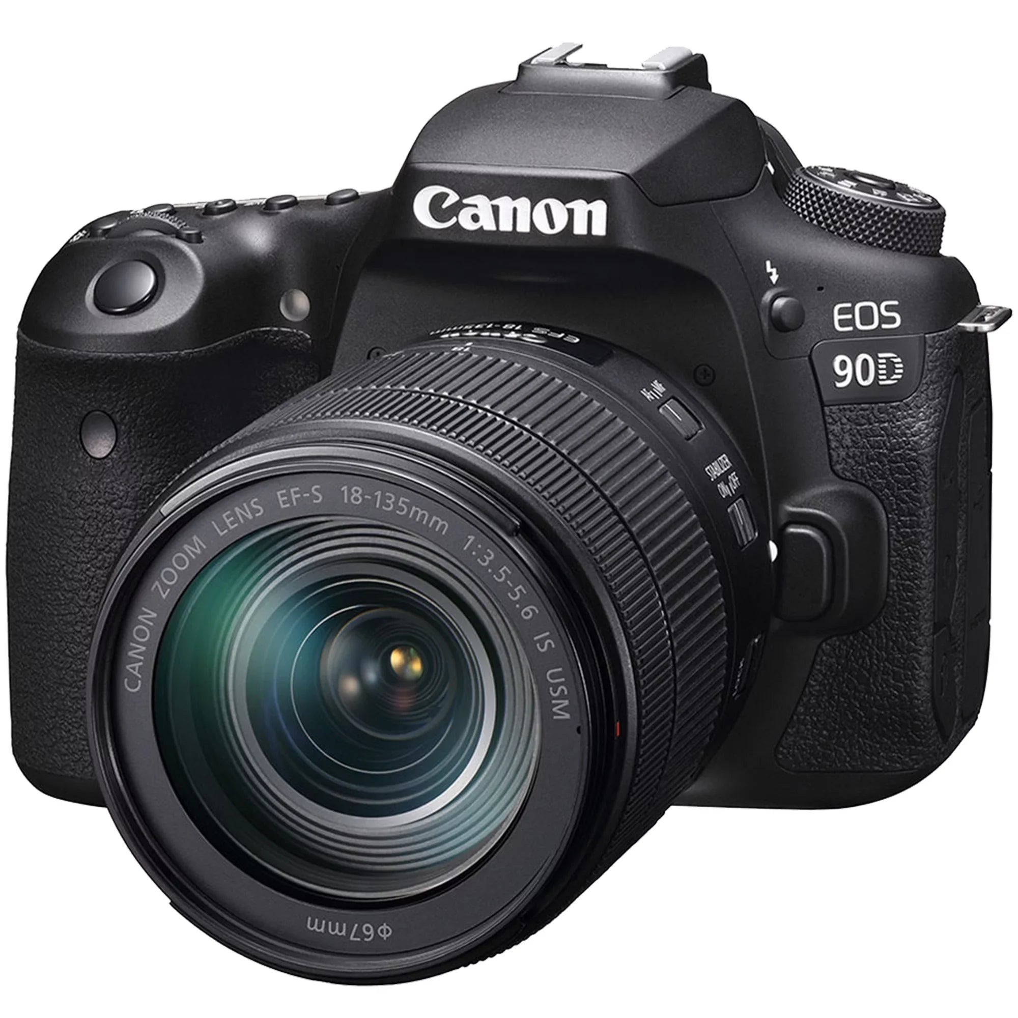 Canon  90D  Camera with 18-135mm   Lens + 2 Pieces SanDisk 64GB Card + Case + Telephoto + Tripod + ZeeTech Accessory Bundle