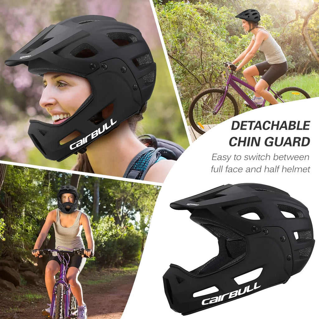 Full Face Bike Helmet Adult Cycling Helmet with Detachable Chin Guard and Visor for Mountain Biking