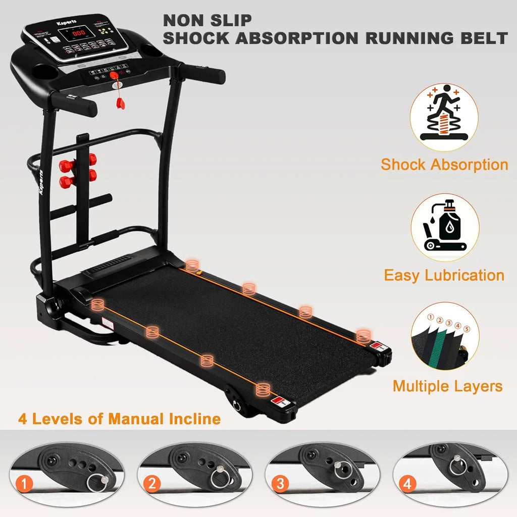 Foldable 16.5 Inch Fitness Portable Treadmill With Bluetooth Connectivity,  Display, And Tracking Apps For Home Gym Equipment, Black