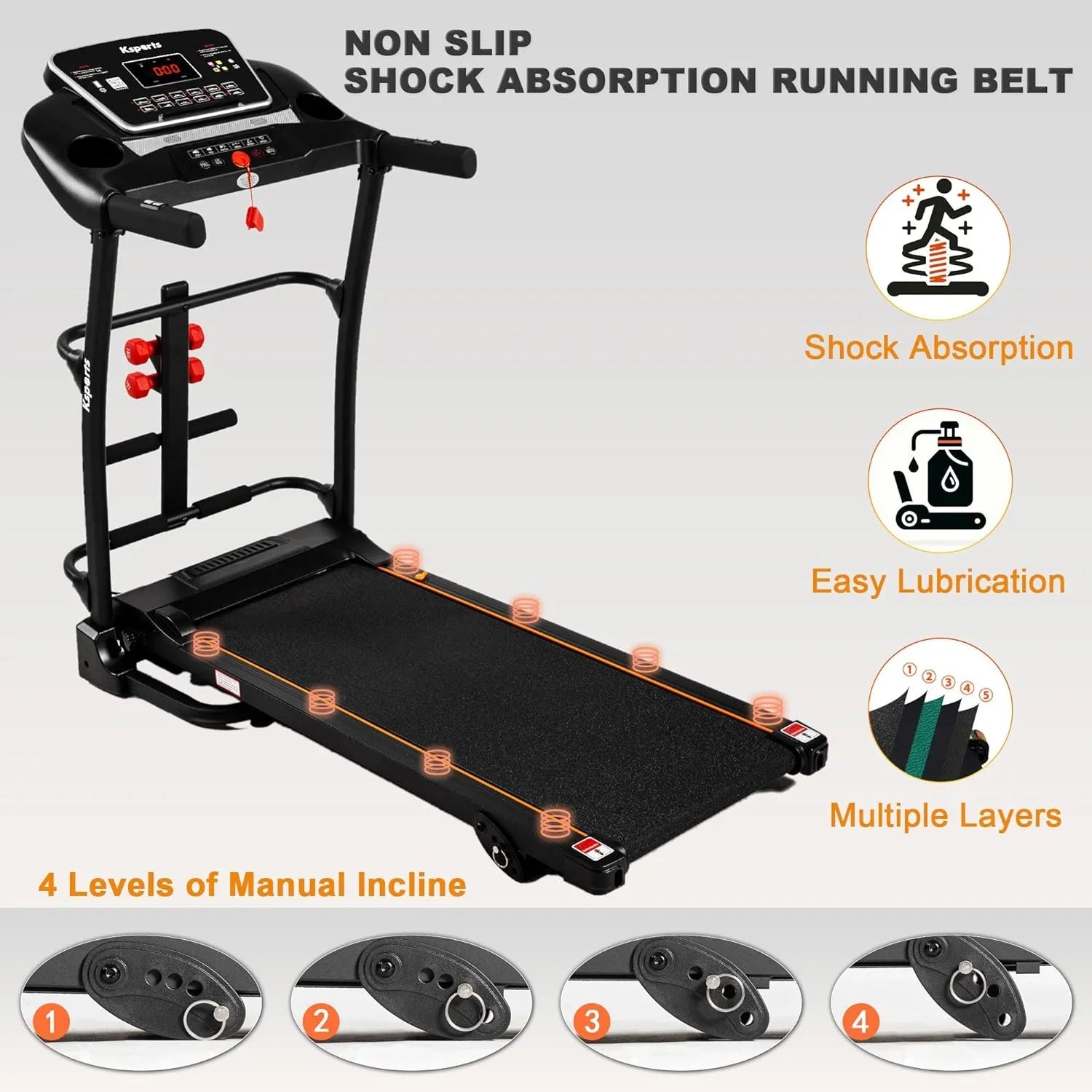 Foldable 16.5 Inch Fitness Portable Treadmill With Bluetooth Connectivity,  Display, And Tracking Apps For Home Gym Equipment, Black
