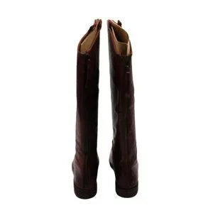 Franco Sarto Womens Burgundy Stitch Detailing Padded Meyer Almond Toe Block Heel(Size 9 )