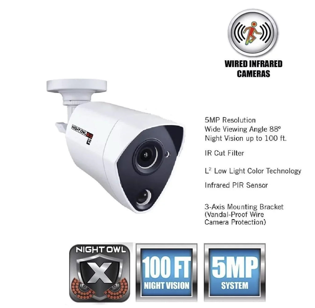 Pre-Owned Night Owl -PXHD50NW-- 5MP Bullet Wired Infrared Security Camera White (Fair)