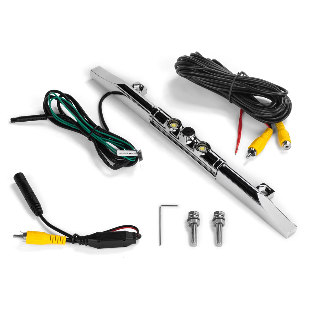 VTL405LTJ - Ultra Slim Bar-Type License Plate Backup Camera with Active Parking Lines and  Lights (Chrome)