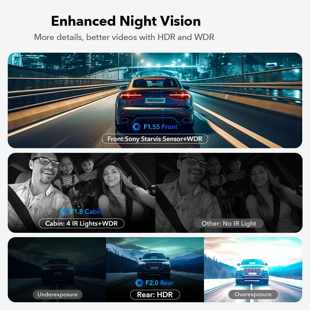 Dash Cam 3 Channel, DashCam Front and Rear with 5G WiFi , Dash Camera Three Way with 3 inch  Screen Free 64GB Card, Triple Car Camera with  Night Vision, Vehicle
