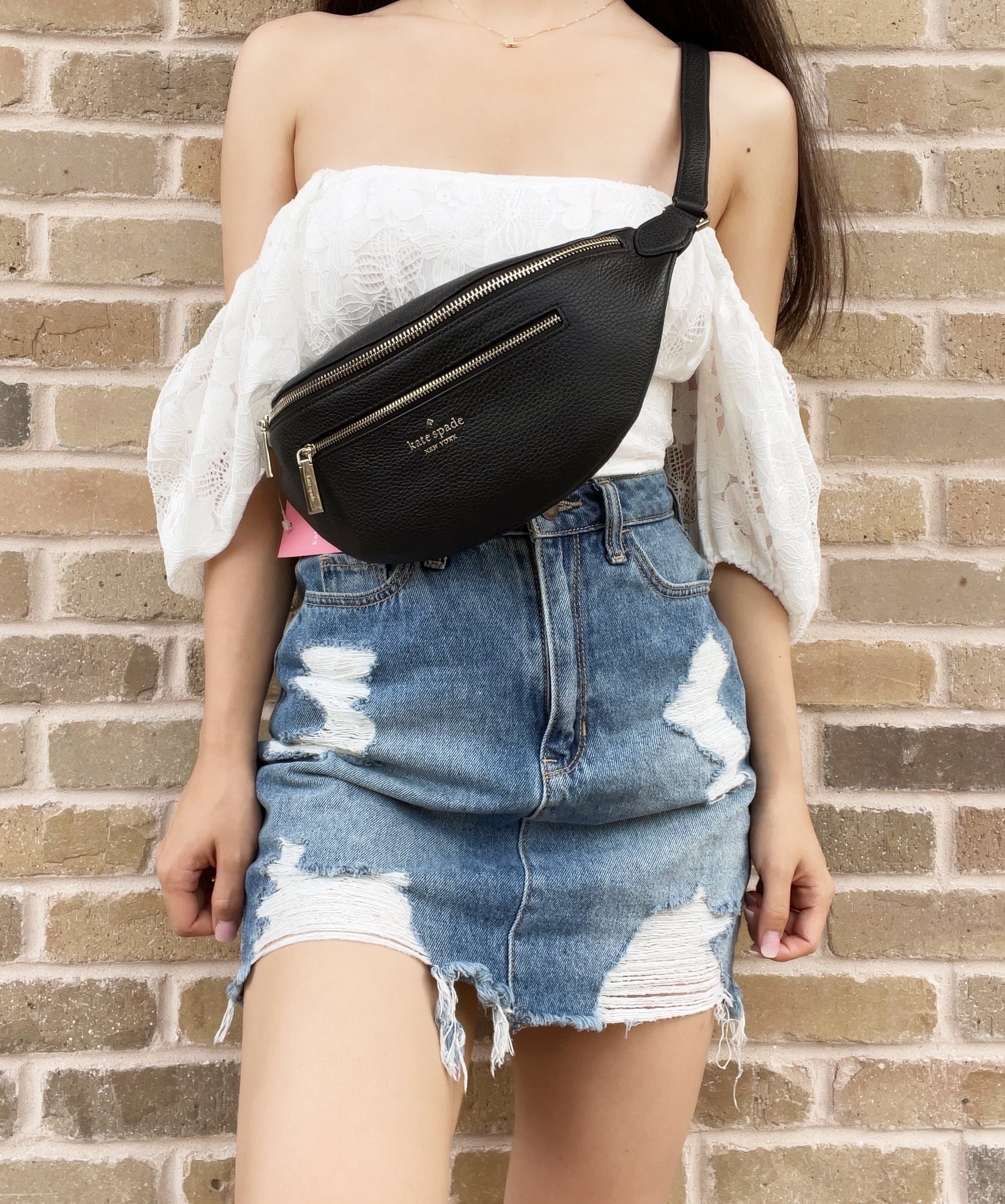 Kate Spade Leila Waist Bag Fannypack Black Pebbled Leather