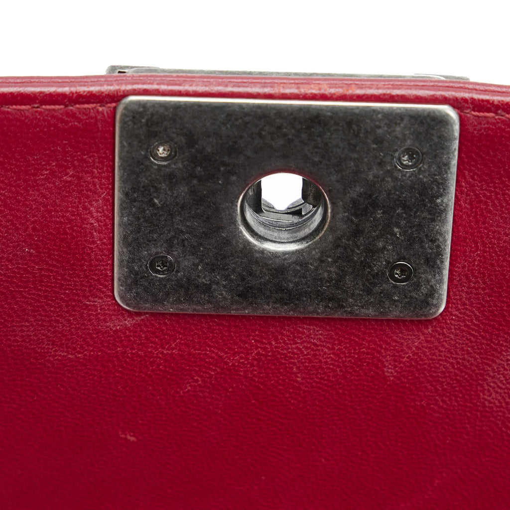 Pre-Owned Authenticated Chanel Small Bicolor Boy Calf Leather Black Shoulder Bag Unisex (Good)