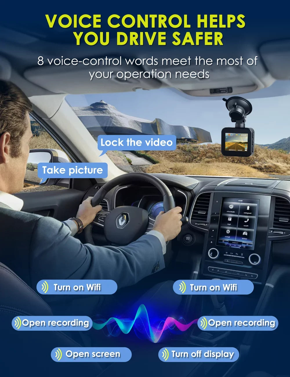 Dash Cam 4K WiFi 2160P Car Camera, Dash Camera for Cars, Mini Front Dash cam for Cars with Night Vision, Loop Recording, G-Sensor,24H Parking Monitor, Supercapacitor,Voice Prompt,