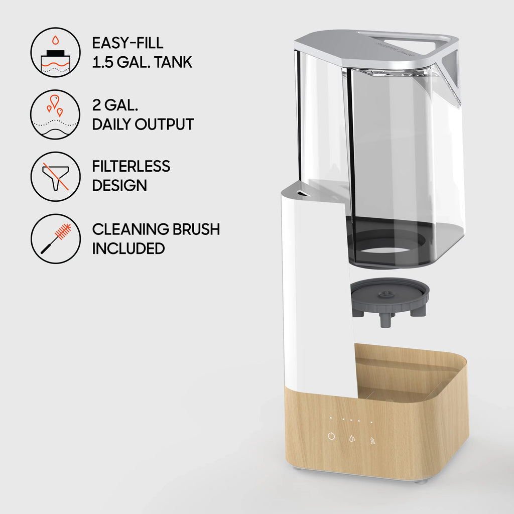 Sharper Image UHS2 Ultrasonic Humidifier, Whisper-Quiet, Warm or Cool Mist, 3 Settings, Filter Free
