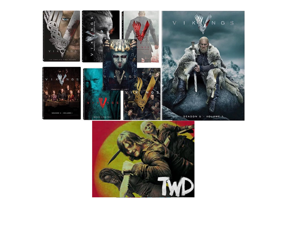 Vikings: Complete Series Seasons 1-5 (Vol. 1-2)  + Free Bonus included The Walking Dead 10 episodes
