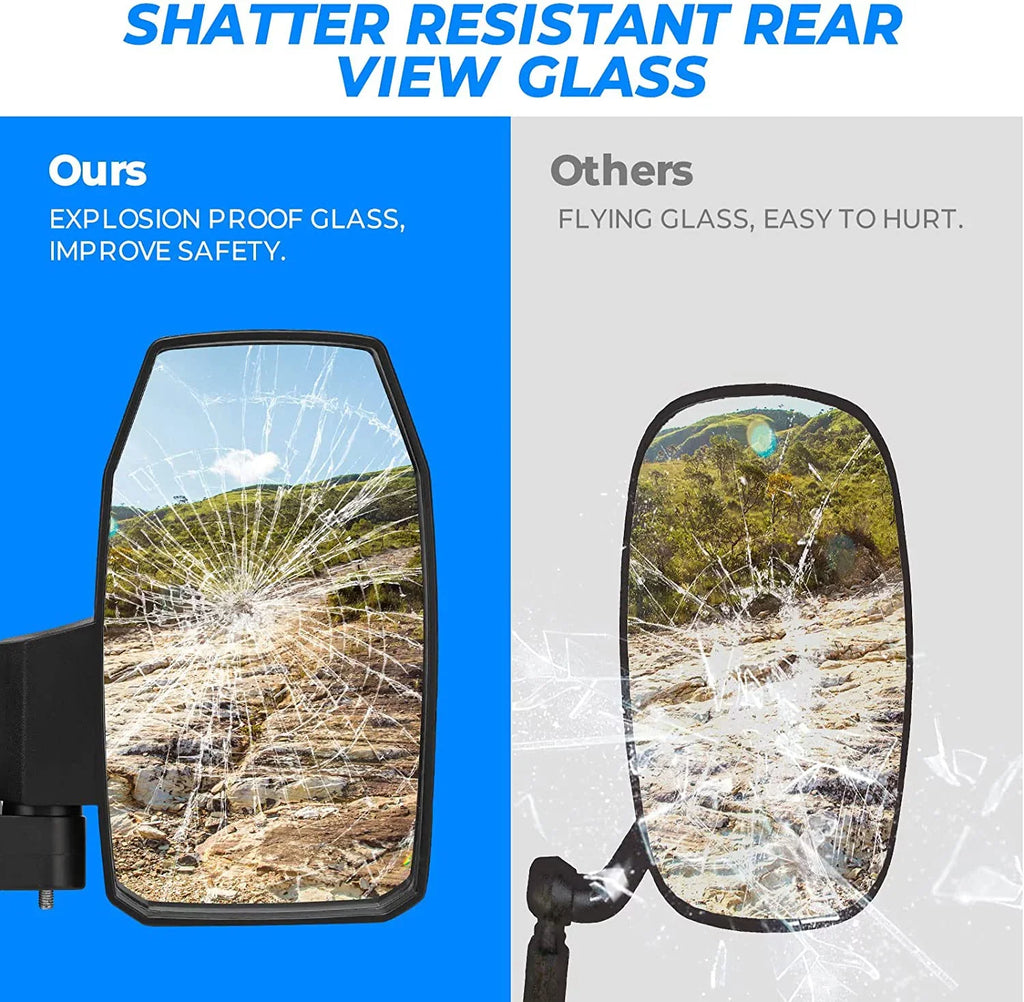 Kemimoto Side Mirrors,Wider  Side Mirrors Rear View Mirrors Compatible with Polaris Ranger  1000 900 570 General 1000 Can-Am Defender Maverick Trail for Pro-Fit (Not Door)