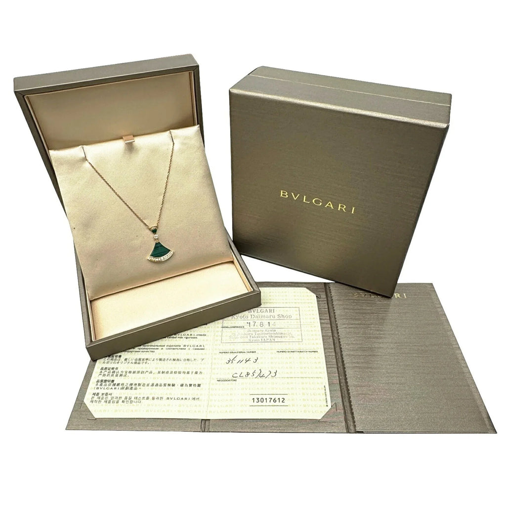 Pre-Owned  Bvlgari Diva Dream Necklace Malachite Diamond K18PG D0.28ct Pink Gold 7.3g Ladies Pendant (Good)