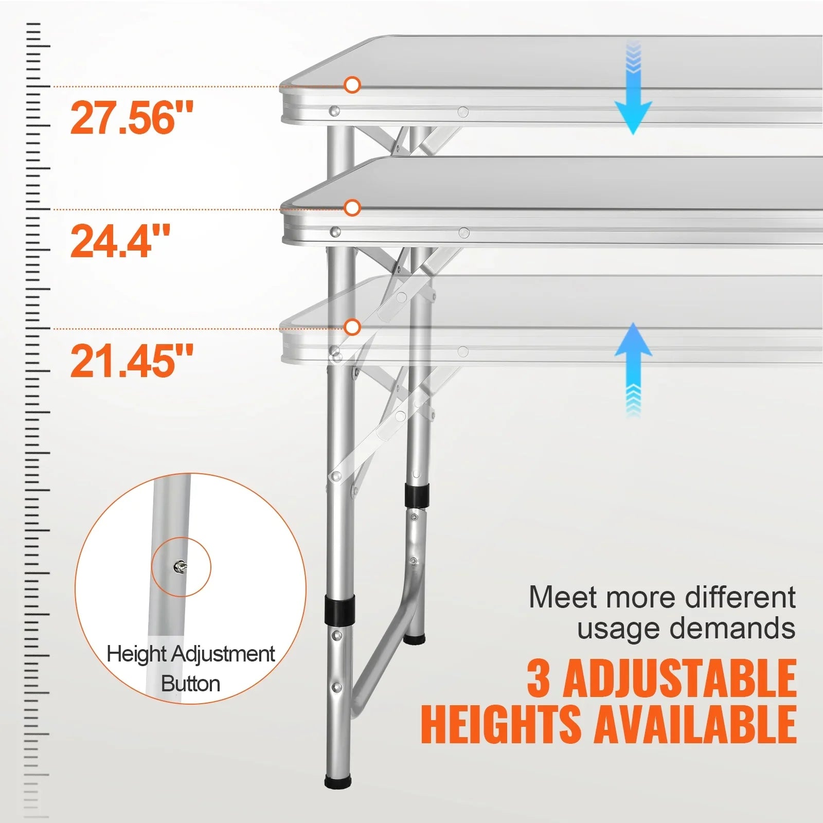 Folding Portable Cook Station 3 Adjustable Heights Camping Kitchen Table