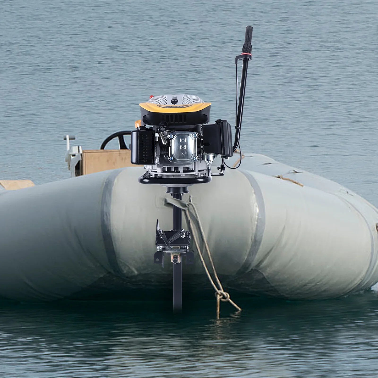 4 Stroke 4.3KW Outboard Engine,225CC Air Cooling System Outboard Boat Motor Heavy Duty Outboard Motor Propeller Boat Engine