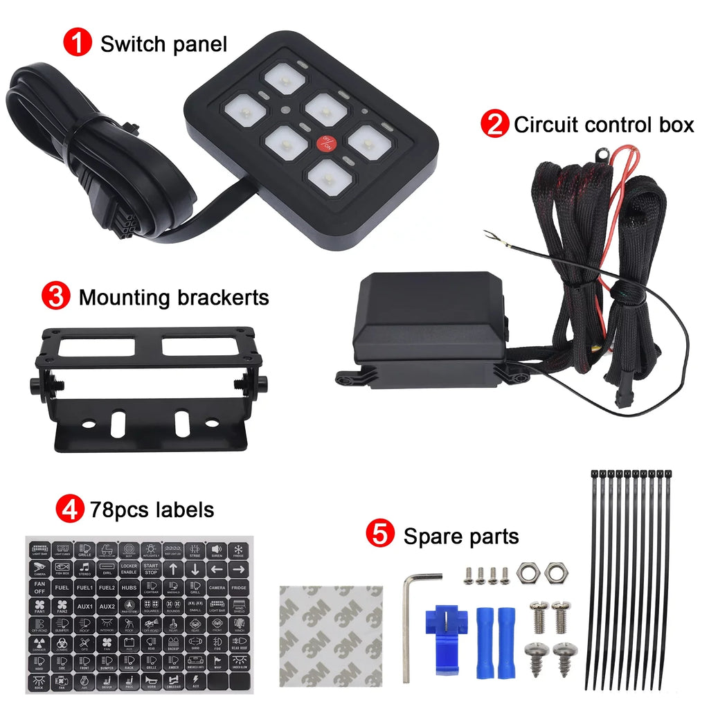 Geloo 6 Gang Switch Panel Toggle Switch Pod Multi-Function Offroad Switch Box Blue  Switch Panel Circuit Control Relay System for Car Truck