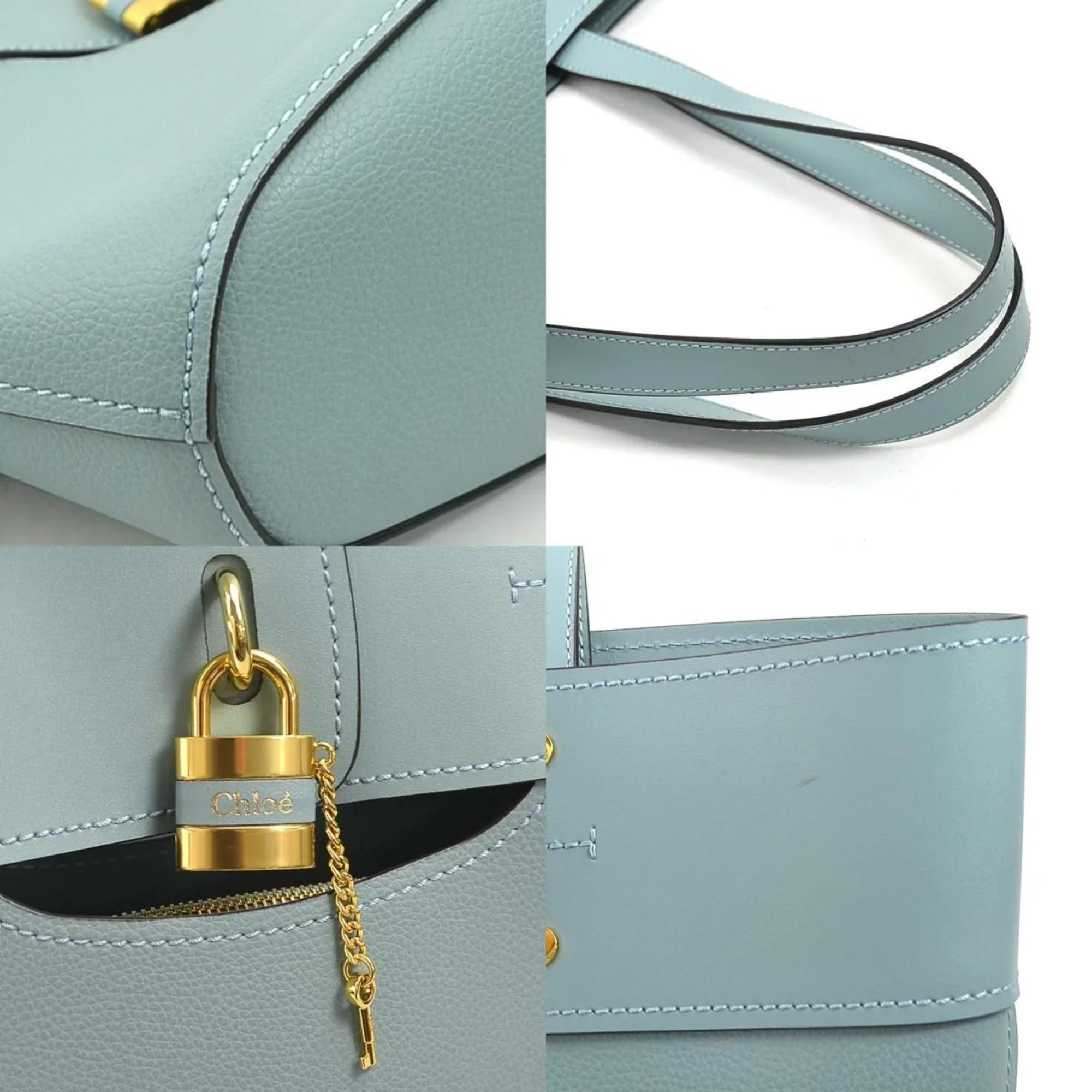 Pre-Owned Chloé Chloe Shoulder Bag Leather Light Blue Women's (Like New)