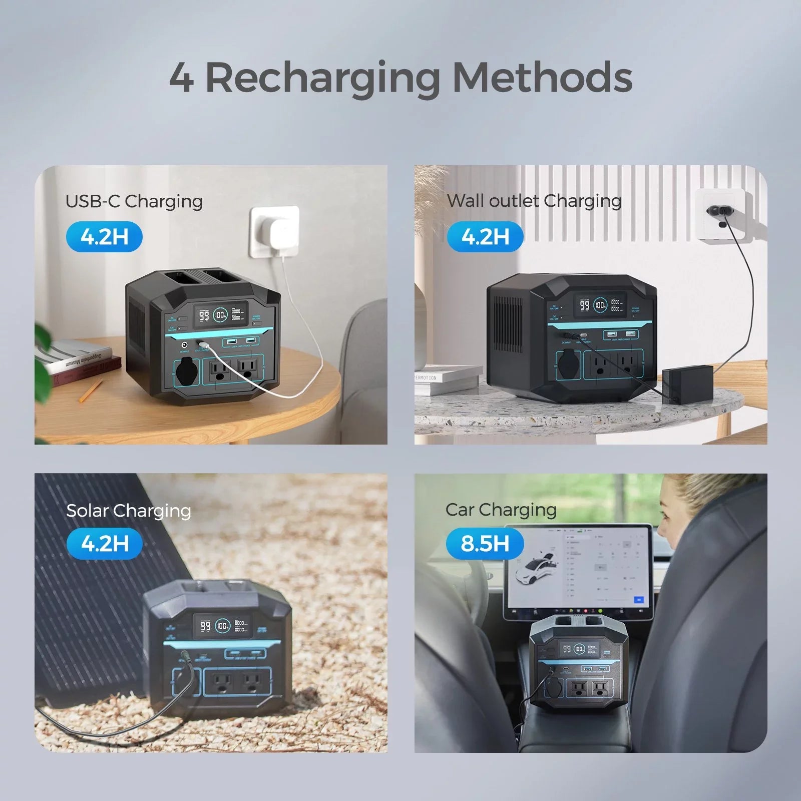 Renogy Portable Power Station 222Wh Solar Generator 2 120V/200W  Outlets, 60W -C  Output, Lightweight Lithium Backup Battery Pass-Through Charging for Outdoor Camping Home Emergency