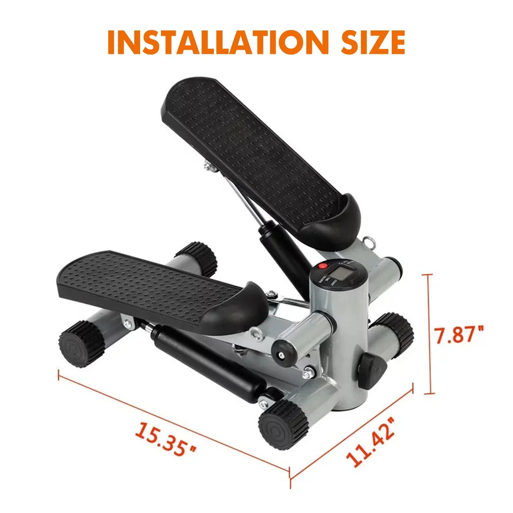 Stepper for Exercise, Stair Stepper Cardio Equipment with Resistance Bands, Mini Stepper Adjustable Stride Height Gray