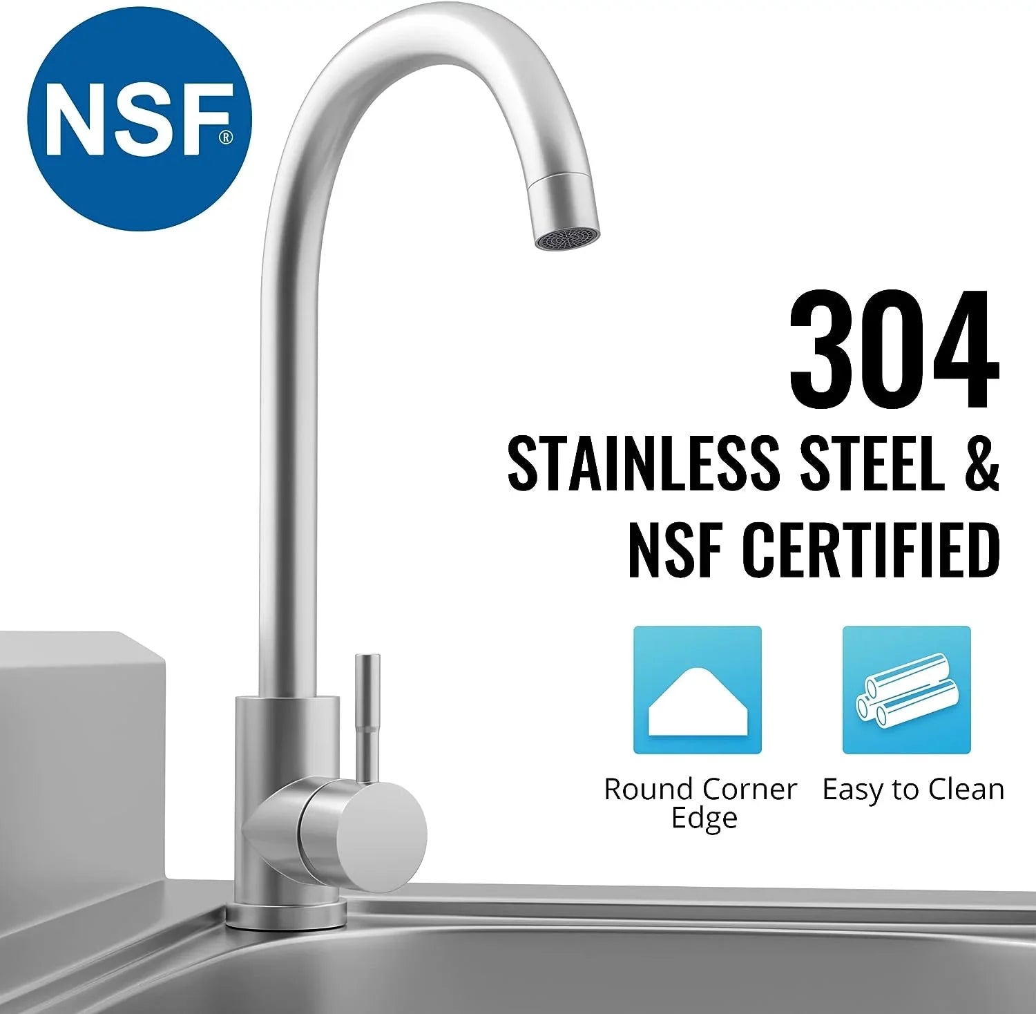Utility Sink Stainless Steel Free Standing Single Bowl with Cold and Hot Water Pipe - Ideal for Laundry Room, Bathroom, and Farmhouse
