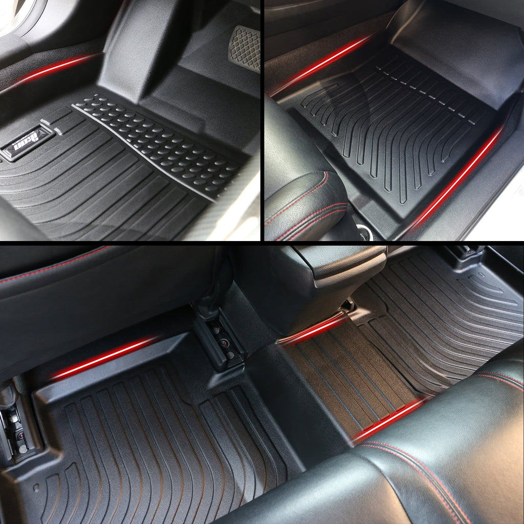 Ikon Motorsports 3D  Floor Mats Compatible With 2008-2020 Dodge Grand Caravan 2008-2016 Chrysler Town & Country Black 3D Molded All Weather Car Carpets 1st 2nd Row Front Rear Protector Liner 4PCS