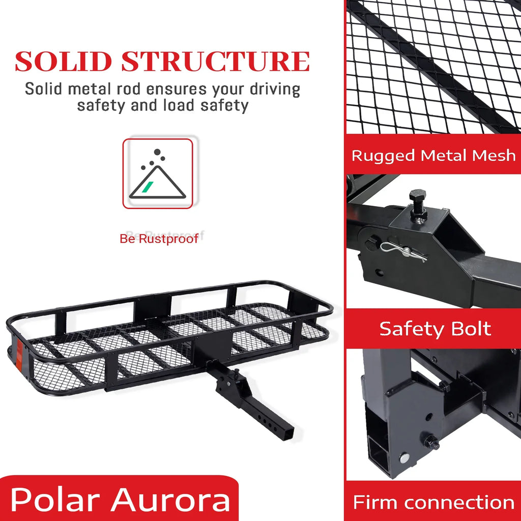Folding Hitch Mount Cargo Rack Carrier Rear Luggage Basket for Car, , Truck,  500 lbs, Capacity 60"x20"x6"