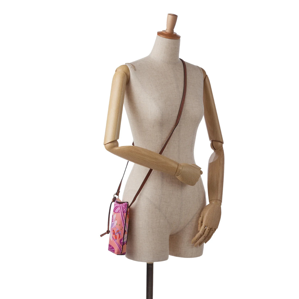Pre-Owned Authenticated Loewe x Paulas Ibiza Waterlily Gate Pocket Crossbody Calf Leather Pink Crossbody Bag Unisex (Good)