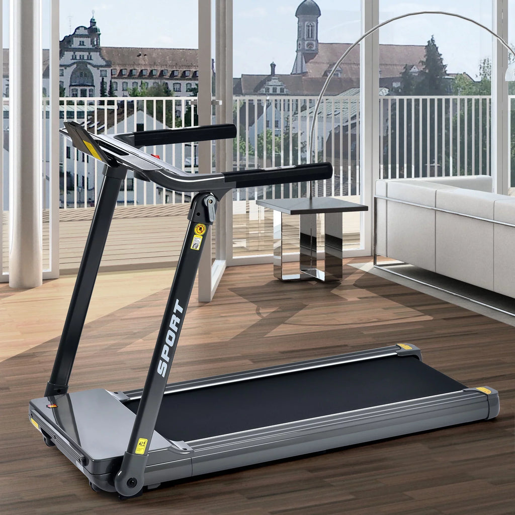 Dcenta Folding Electric 3.5HP Treadmill Medium Running Machine Motorised Gym 330lbs；Portable Compact Treadmill Foldable for Home Gym Fitness Workout Jogging Walking,Electric Motorized  14KM/H