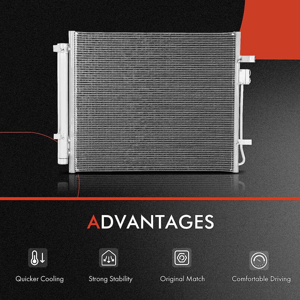 A-Premium Air Conditioning A/C Condenser Compatible with Kia Sorento 2021-2022 & Hyundai Santa Fe 2021-2022, Santa Cruz 2022, 2.5L, Replace# 97606Q5250