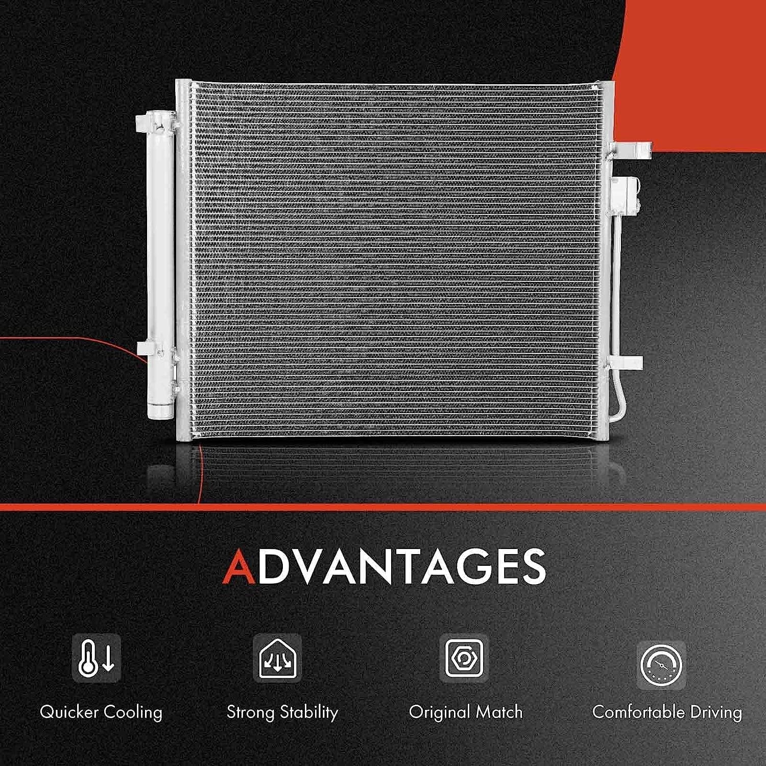 A-Premium Air Conditioning A/C Condenser Compatible with Kia Sorento 2021-2022 & Hyundai Santa Fe 2021-2022, Santa Cruz 2022, 2.5L, Replace# 97606Q5250
