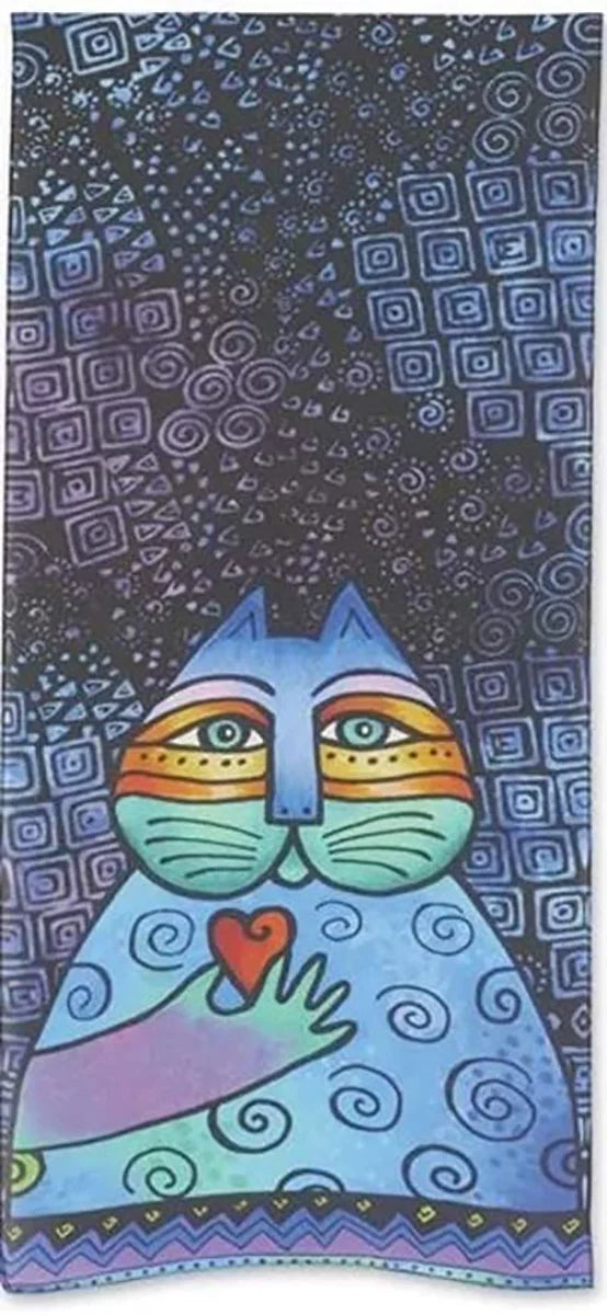 Laurel Burch Wishing Love Blue Silk/ Modal Scarf, 53" long