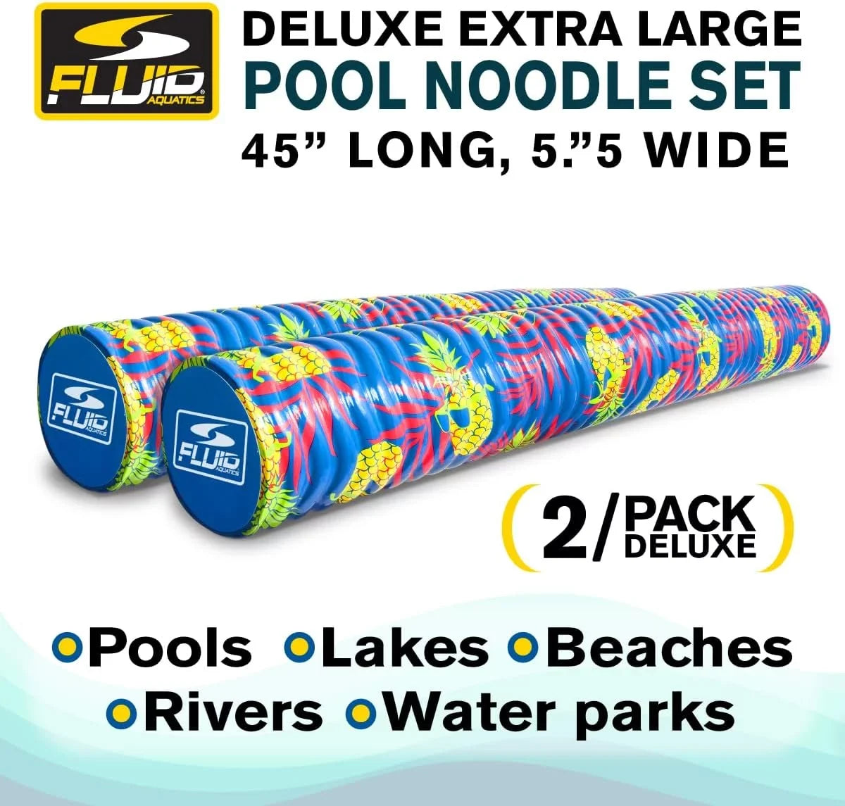 Fluid - Deluxe Swimming Pool Noodle - 2 Pack . Pool toy, Unisex,Teen