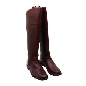 Franco Sarto Womens Burgundy Stitch Detailing Padded Meyer Almond Toe Block Heel(Size 9 )