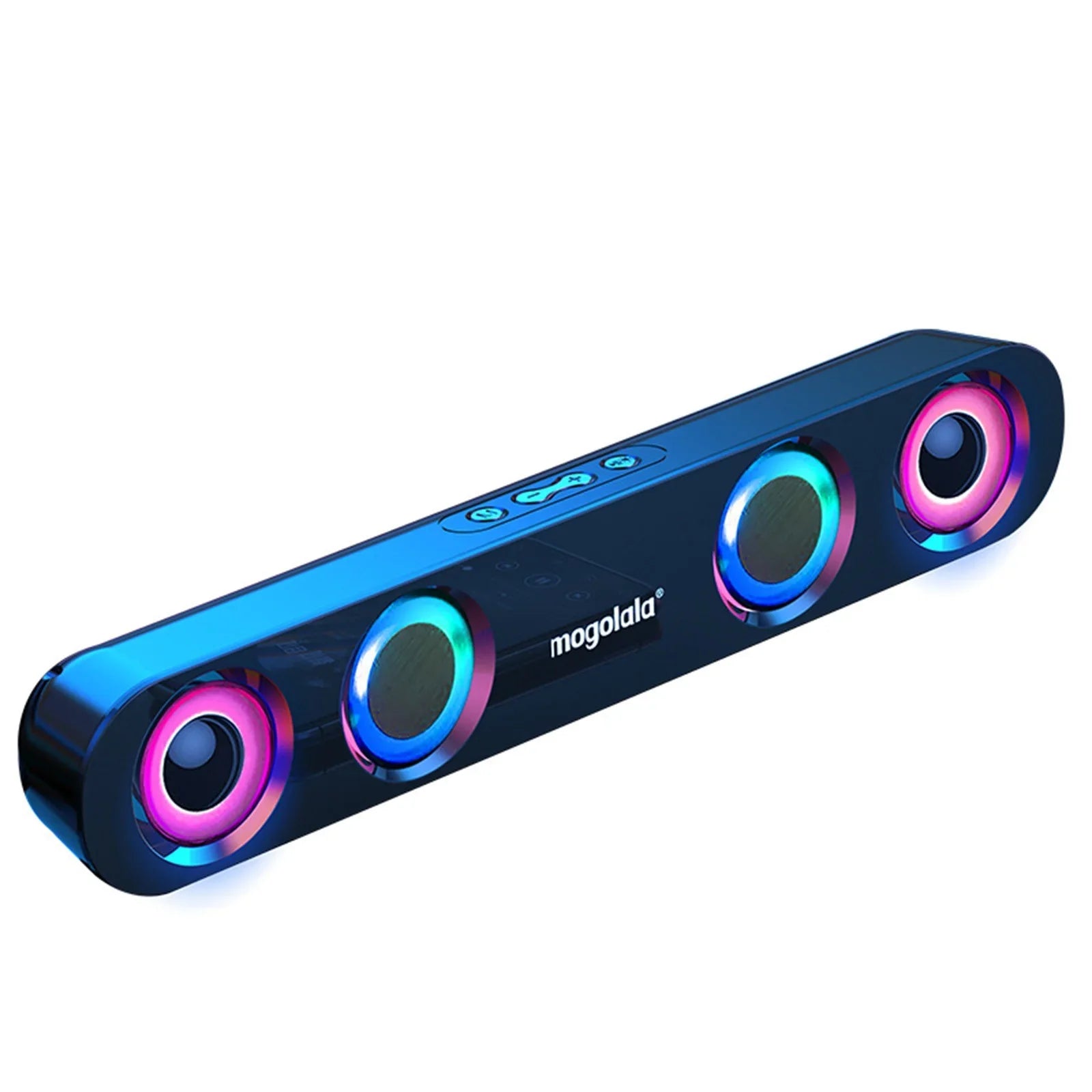 Ersazi Bluetooth Adapter Colorful Sound Subwoofer High Power Home Video Desktop Wireless Strip Long Dual Speaker Speaker Sound Bar Tv Karaoke Sound in Clearance Black