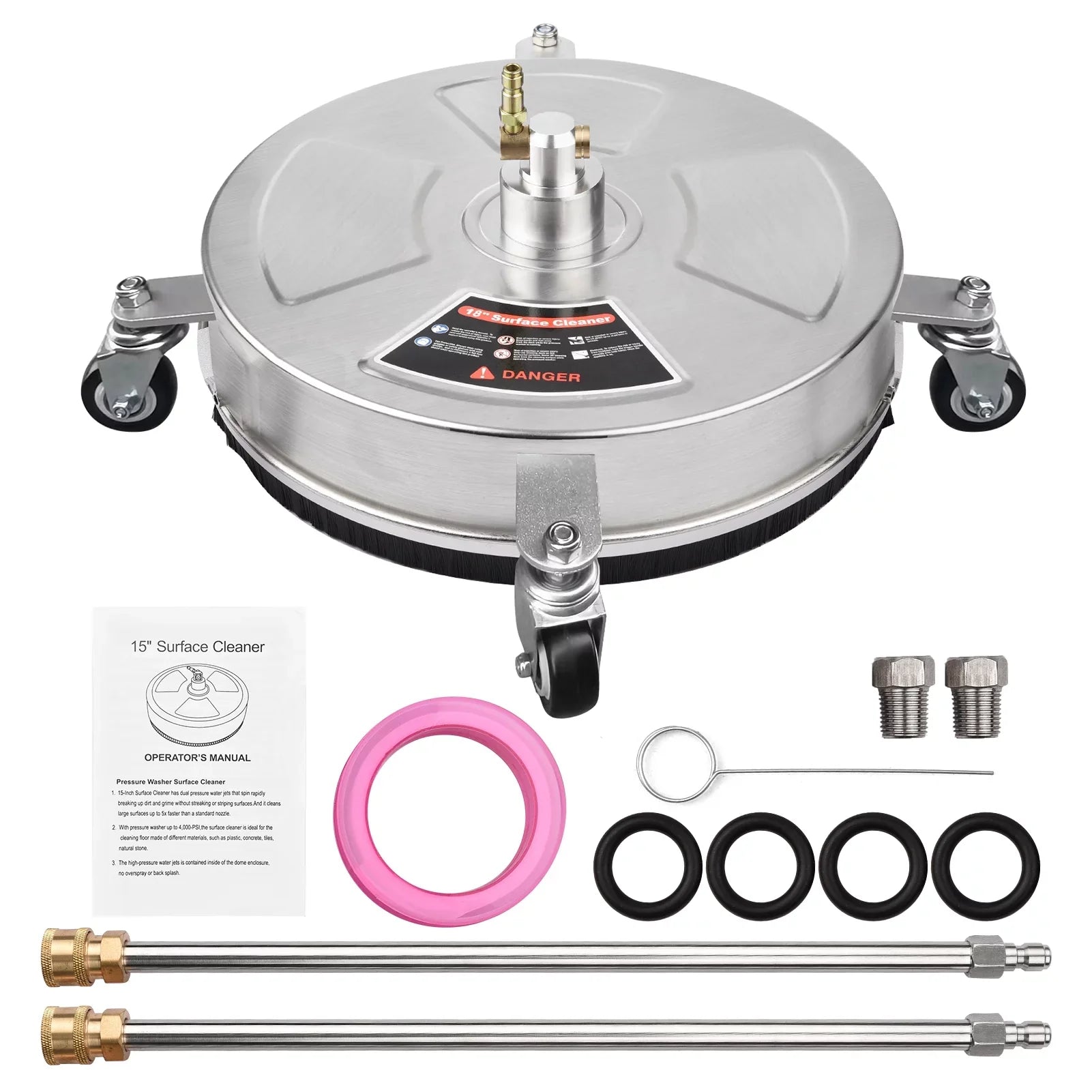 Dazzduo Hand Push type electric floor clean machine,Quick 4 Wheels Pressure Pressure 2 Pressure Cleaner Stainless Nozzles 2 Wands Stainless Steel Power 4 Wheels 2 Stainless Steel Power 1/4