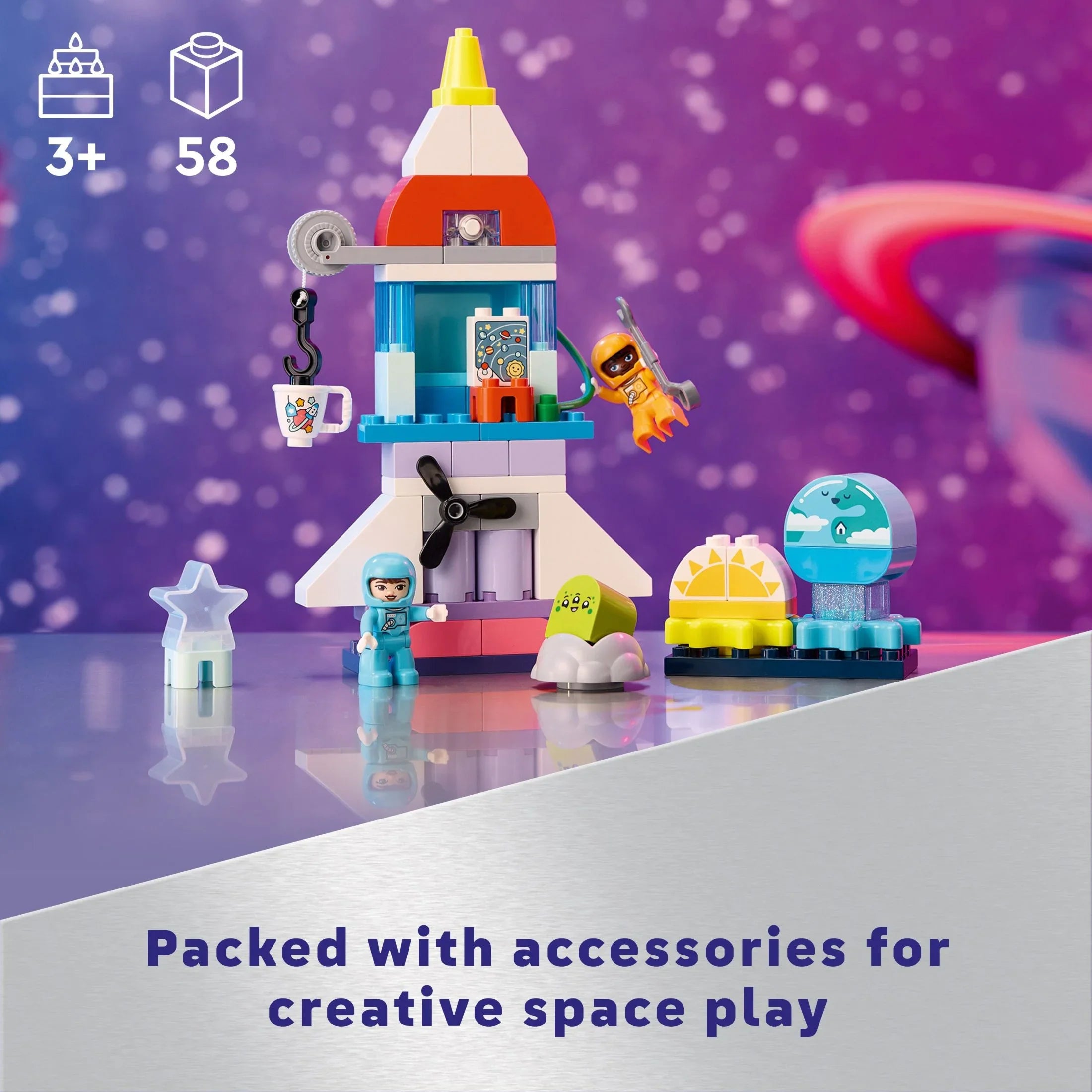 3 in 1 Space Shuttle Adventure Rocket Ship Building Set, Kids Educational Space Discovery Toy for 3-Year-Olds and Up, Develops Preschool Kids’ Learning and Fine Motor Skills, 10422