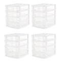 Gracious Living 4 Drawer Desktop Storage w/ Organizer Lid, White (4 Pack)