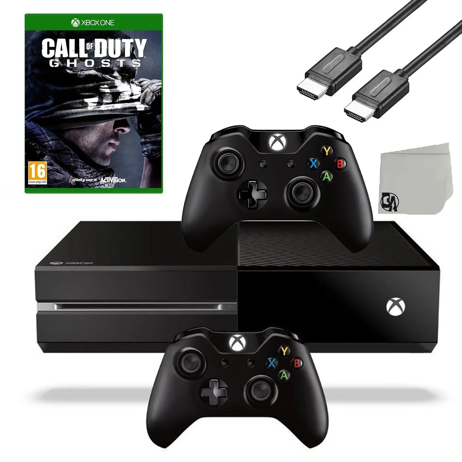 Pre-Owned Microsoft Xbox One Original 500GB Gaming Console Black  Cable 2 Controller Included With Call of Duty Ghosts Game   Bundle (Refurbished: Like New)