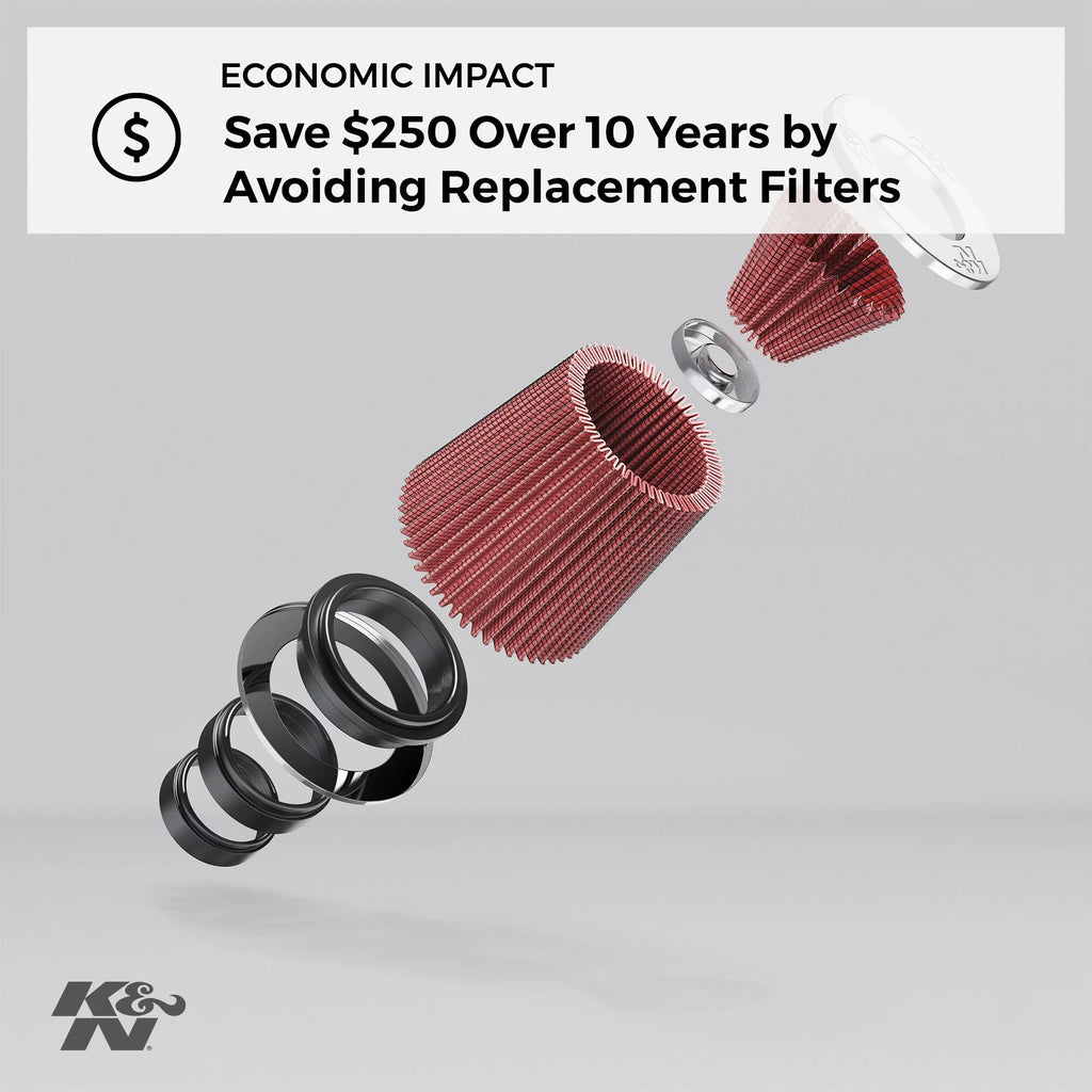K&N Universal Clamp-On Air Filter: High Performance, Premium, Washable, Replacement Filter: Flange Diameter: 4 In, Filter Height: 6 In, Flange Length: 1.75 In, Shape: Round Tapered, -0850