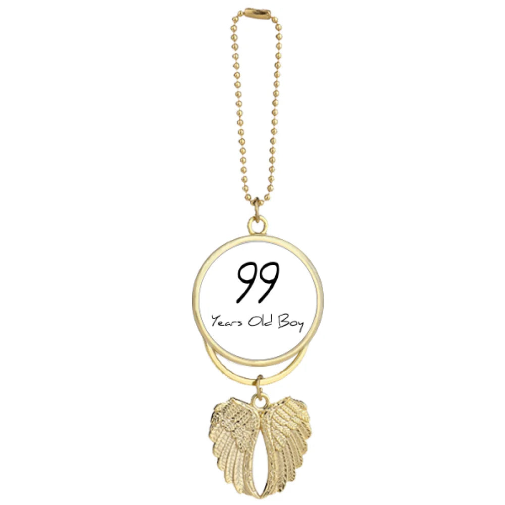 99 years old Boy Age Longevity Car Keychain Angel Wing Pendant