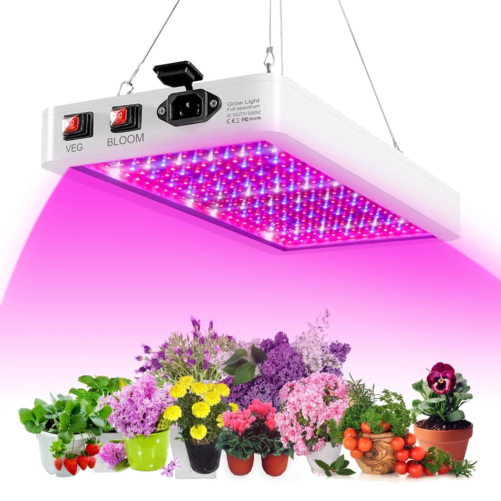 2000W  Grow Light for Indoor Plants 312 LEDs Full Spectrum Veg and Bloom Dual Switch IP65 Waterproof Hanging Plant Growing Lamps for Seedlings Flowers Greenhouse