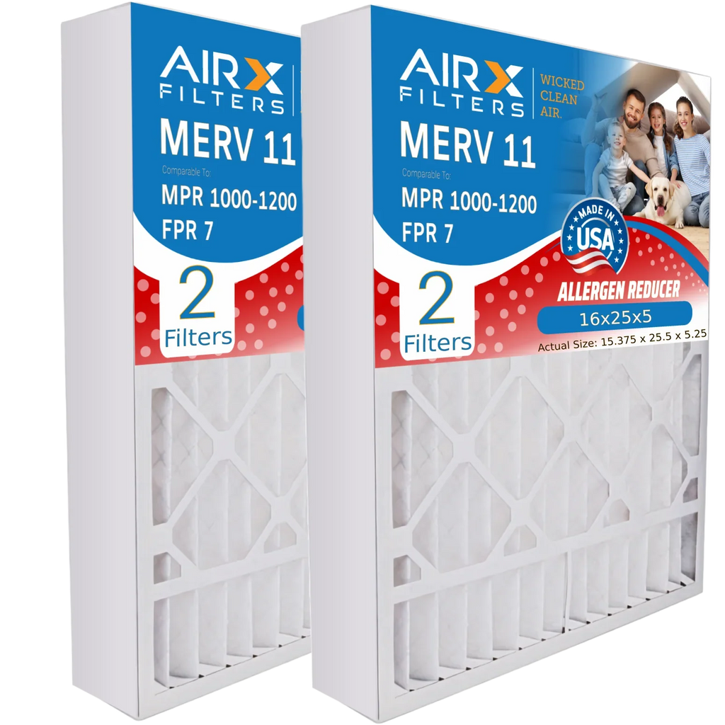 16x25x5 Air Filter  11 Comparable to  1000,  1200 &  7 Compatible with Goodman M1-1056 / Amana -M1-1056 Premium  Made 16x25x5 Furnace Filter 2 Pack by     .