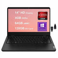 Lenovo Ideapad 14W Gen 2 14 Business Laptop | 14"  Anti-Glare Display |  3000 Series 3015e Processor | 4GB DDR4 64GB eMMC 128GB  Card |  Radeon Graphic  Win10 Pro Black +  Cable