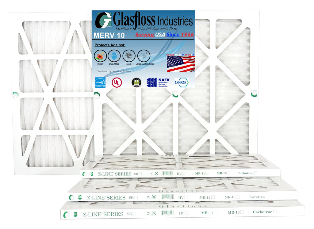 Glasfloss 24x36x1 -  10 -Qty:6 - Furnace Air Filter - Made in  (Actual Size: 23.5 x 35.5x7/8 inch)