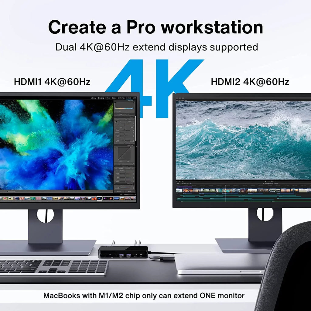 MacBook Pro Docking Station 180W Power Adapter, iVANKY 12 in 2 Dual 4K@60Hz  C Station VCD03-