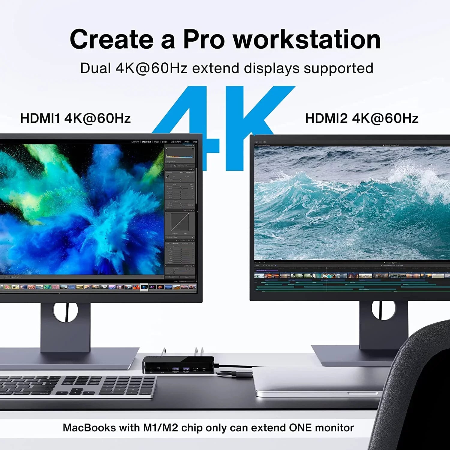 MacBook Pro Docking Station 180W Power Adapter, iVANKY 12 in 2 Dual 4K@60Hz  C Station VCD03-