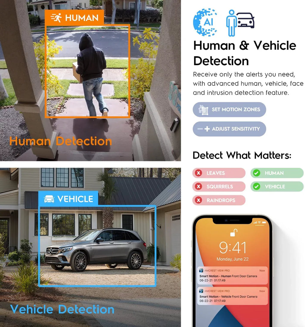 Amcrest 4K  PoE  Camera UltraHD 8MP Security Outdoor Camera,  129°, 49ft Color Nightvision, Human & Vehicle Detection, IP67 Weatherproof, 4K (3840x2160) @15fps, Black, IP8M-2796EB-
