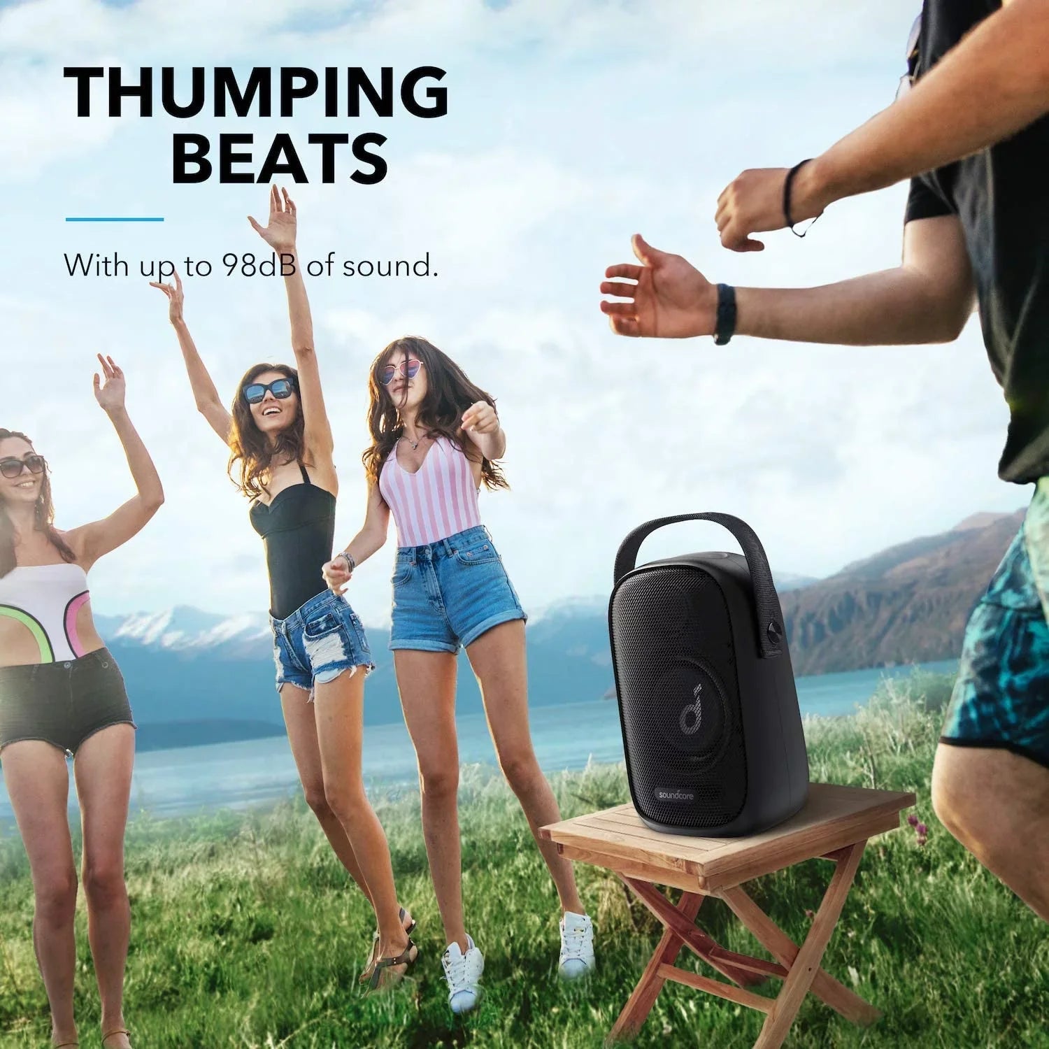Soundcore Trance Go Outdoor Bluetooth Speaker with BassUp Technology, Sync 100+ Speakers, 24H Playtime, Waterproof, Custom , App