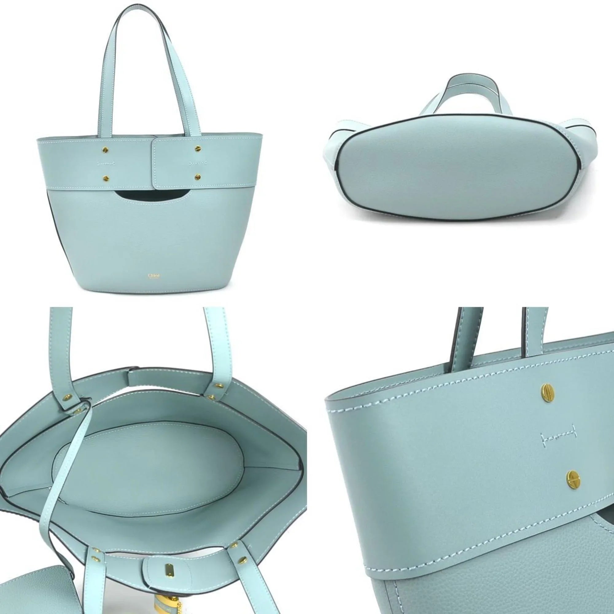 Pre-Owned Chloé Chloe Shoulder Bag Leather Light Blue Women's (Like New)