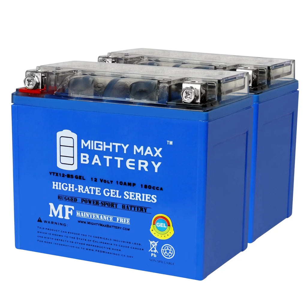 YTX12- 12V 10Ah  Replacement Battery Compatible with Honda 250 TRX250 FourTrax Recon 97-17 - 2 Pack