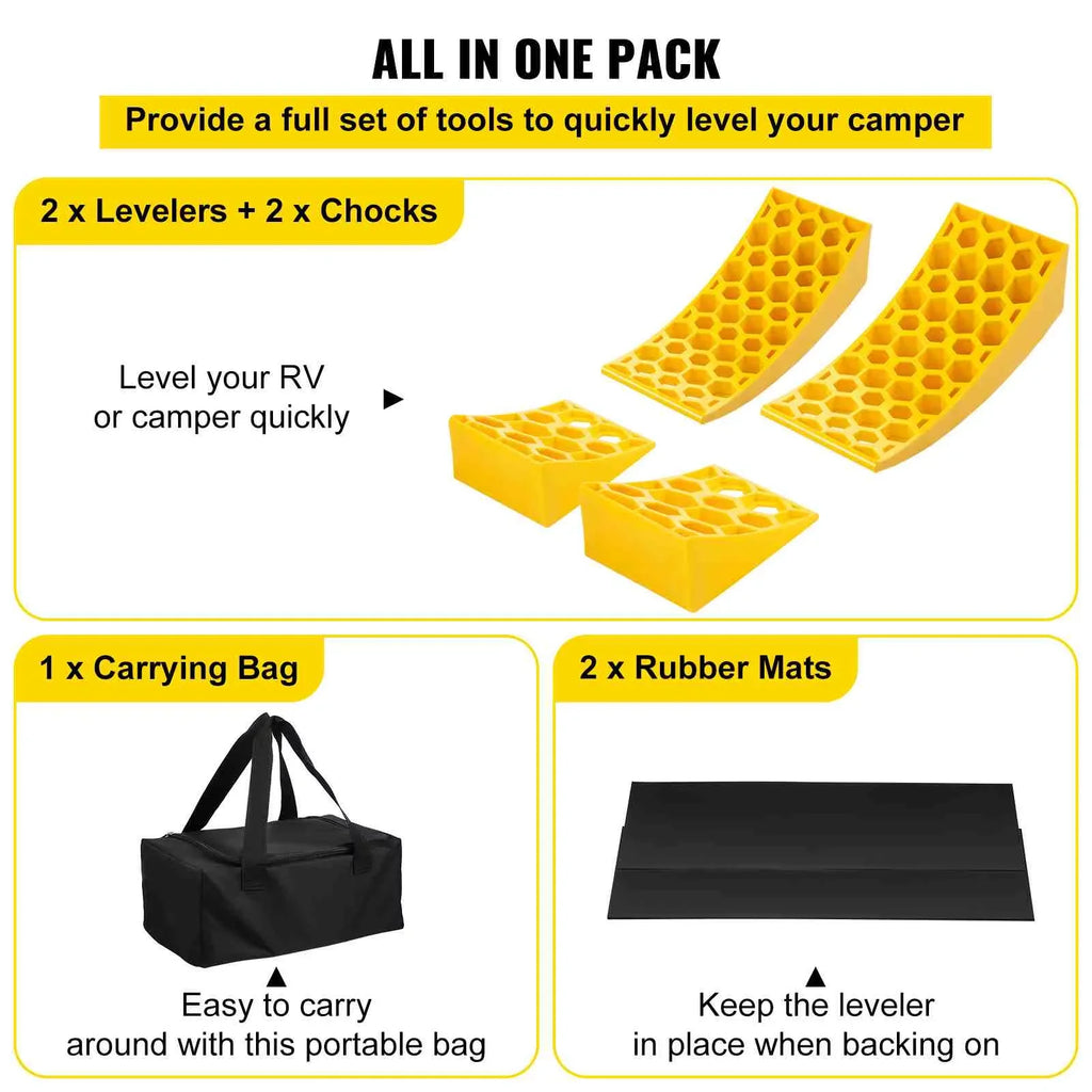 Camper Leveler 2 Pack 35000lbs Curved  Levelers Camper Leveling Honeycomb Blocks Chocks for Trailers Campers Vans Trucks